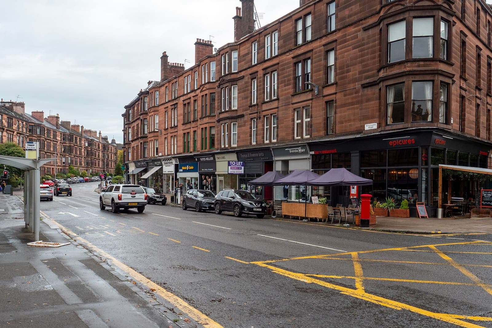 Red sandstone tenements on Hyndland Road, Glasgow