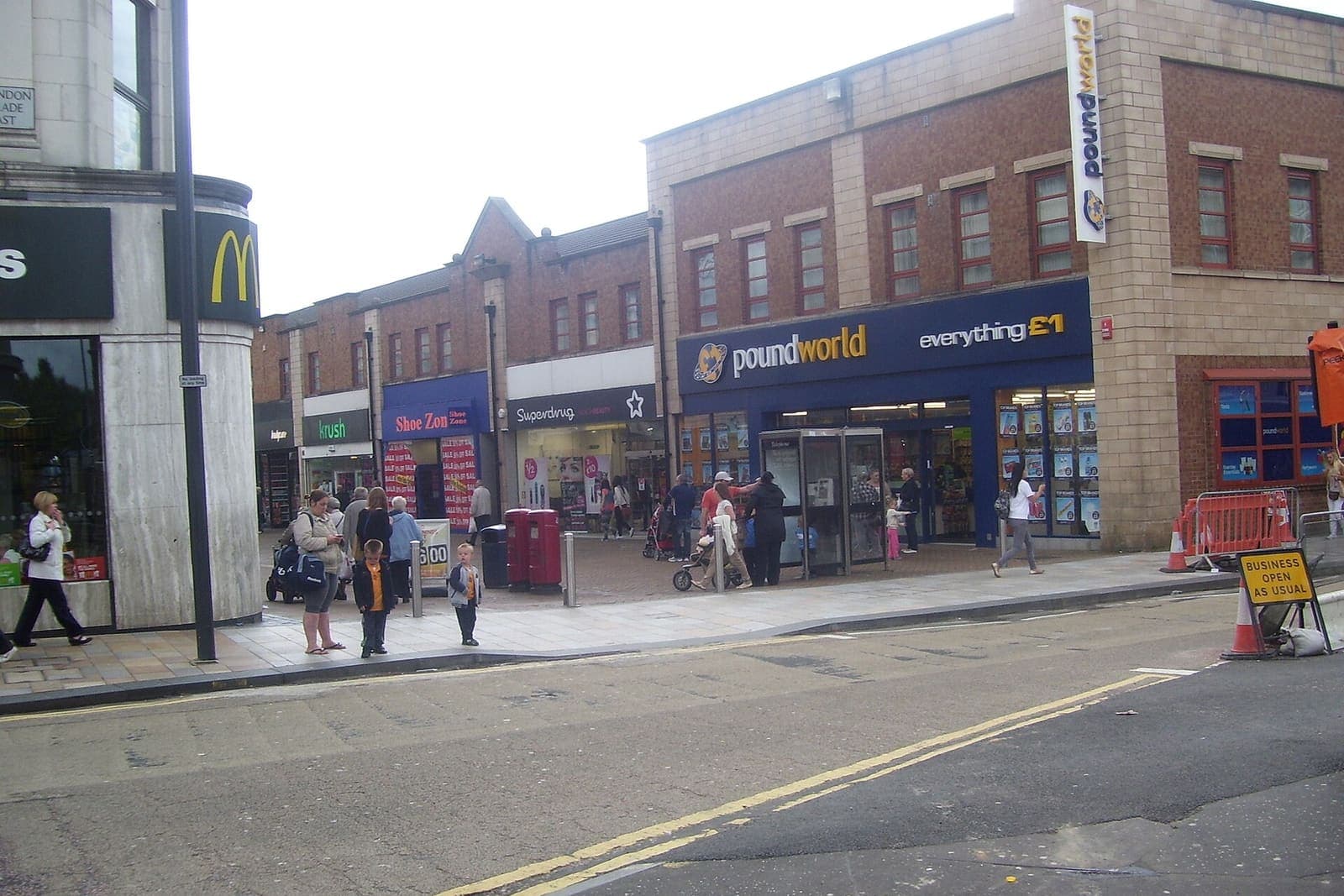 Shops and flats along Brandon Street in Motherwell town centre