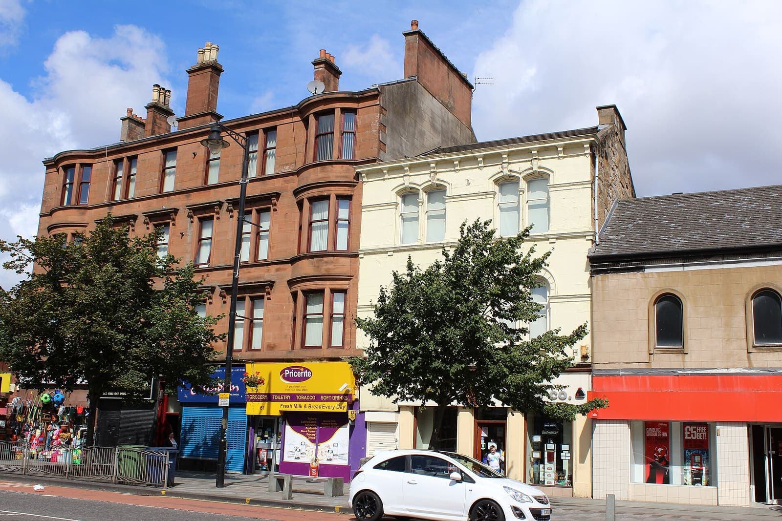 Rutherglen Main Street looking towards the old town hall clock tower