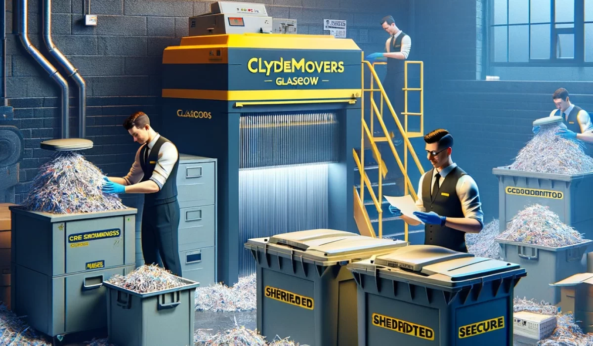 Secure your peace of mind with Clydemovers Glasgow's Secure Document Shredding Services. Tailored to meet your specific needs, our service ensures the confidential destruction of your documents, backed by Certificates of Destruction. Embrace our eco-friendly, compliant solution for disposing of sensitive information. With Clydemovers Glasgow, your privacy is our priority.